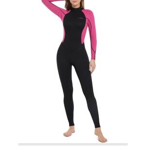 Dark Lightning Full BodyWetsuit Womens Small Pink Black Excellent 3/2mm Neoprene